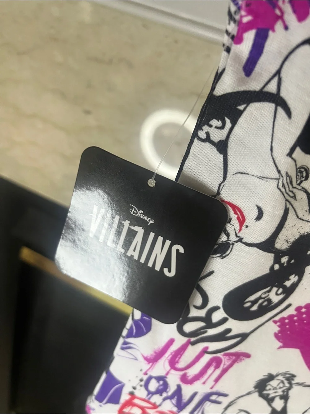 Girls Disney Villains Graphic Tee - White with Black, Purple & Pink
